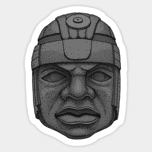 Olmec Stone Head Greyscale Sticker